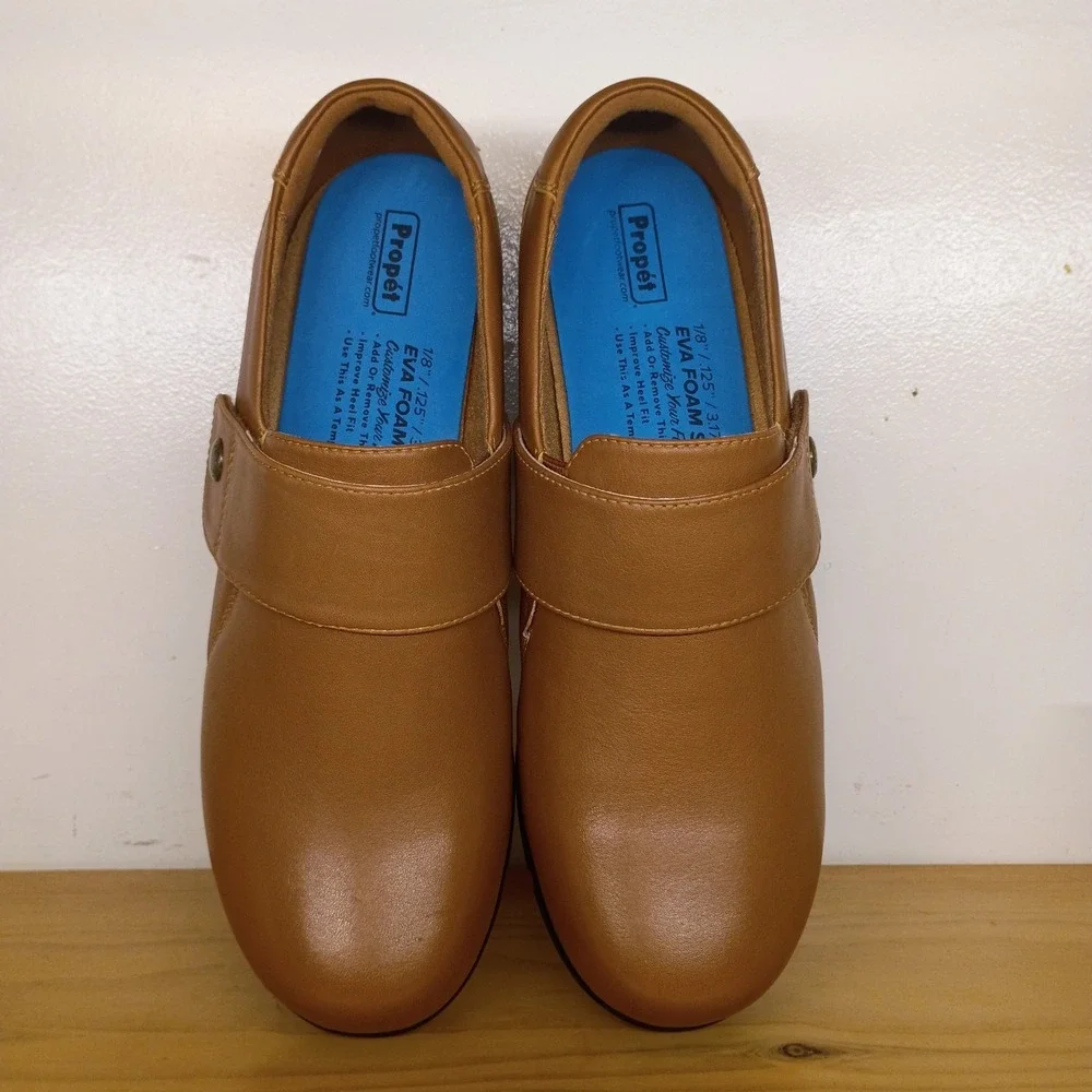Propet Wallis Brown Leather Loafers Flats Shoes Women's Size 12 EE Comfort